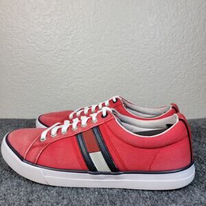Tommy Hilfiger Tmrevel Shoes Mens 8.5 Red Canvas Low Top Sneakers Preppy Summer